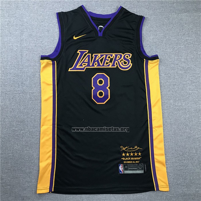 Camiseta Los Angeles Lakers Kobe Bryant NO 8 Retirement 2018 Negro
